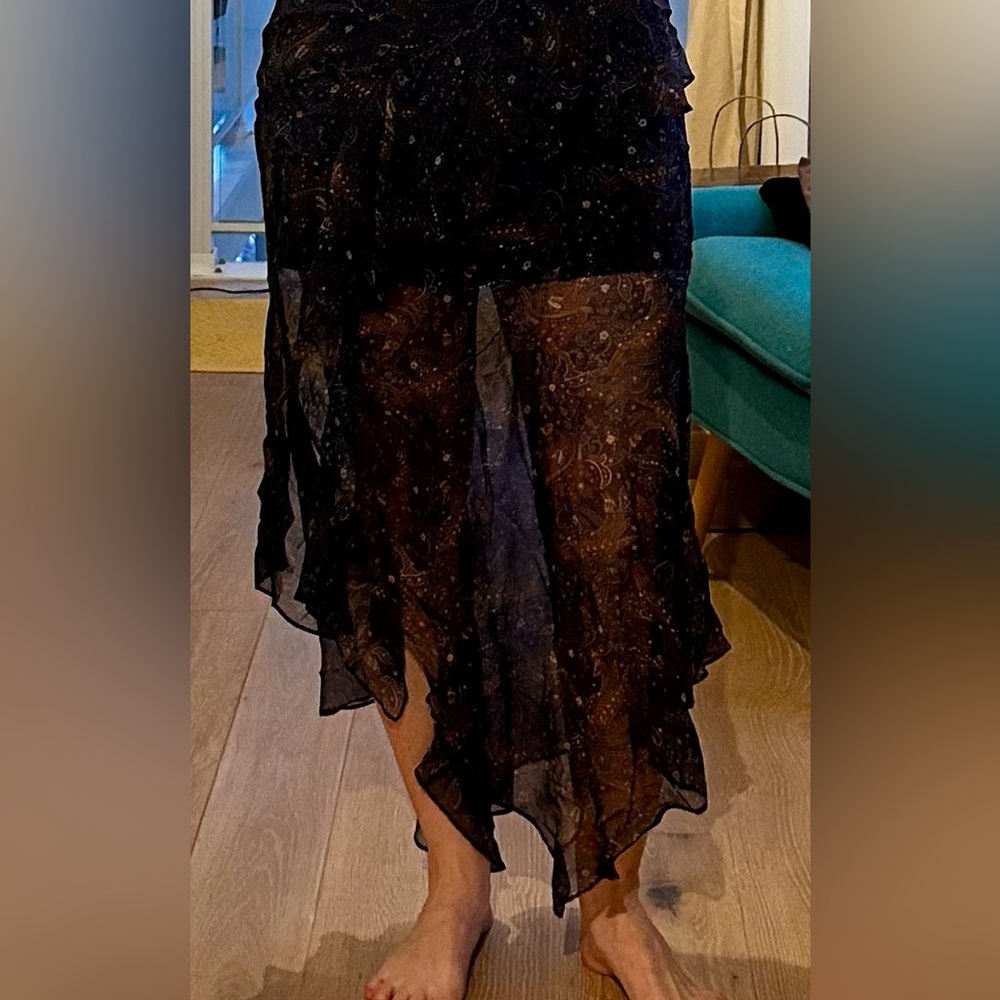 Elegant Paisley Design Sheer Skirt - Picture 1 of 3